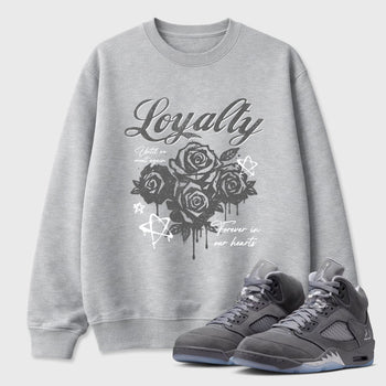 Sneaker match tees – Sneaker Tees To Match Air Jordan 5 Wolf Grey Shoes – Loyalty Tee Heather Grey 1