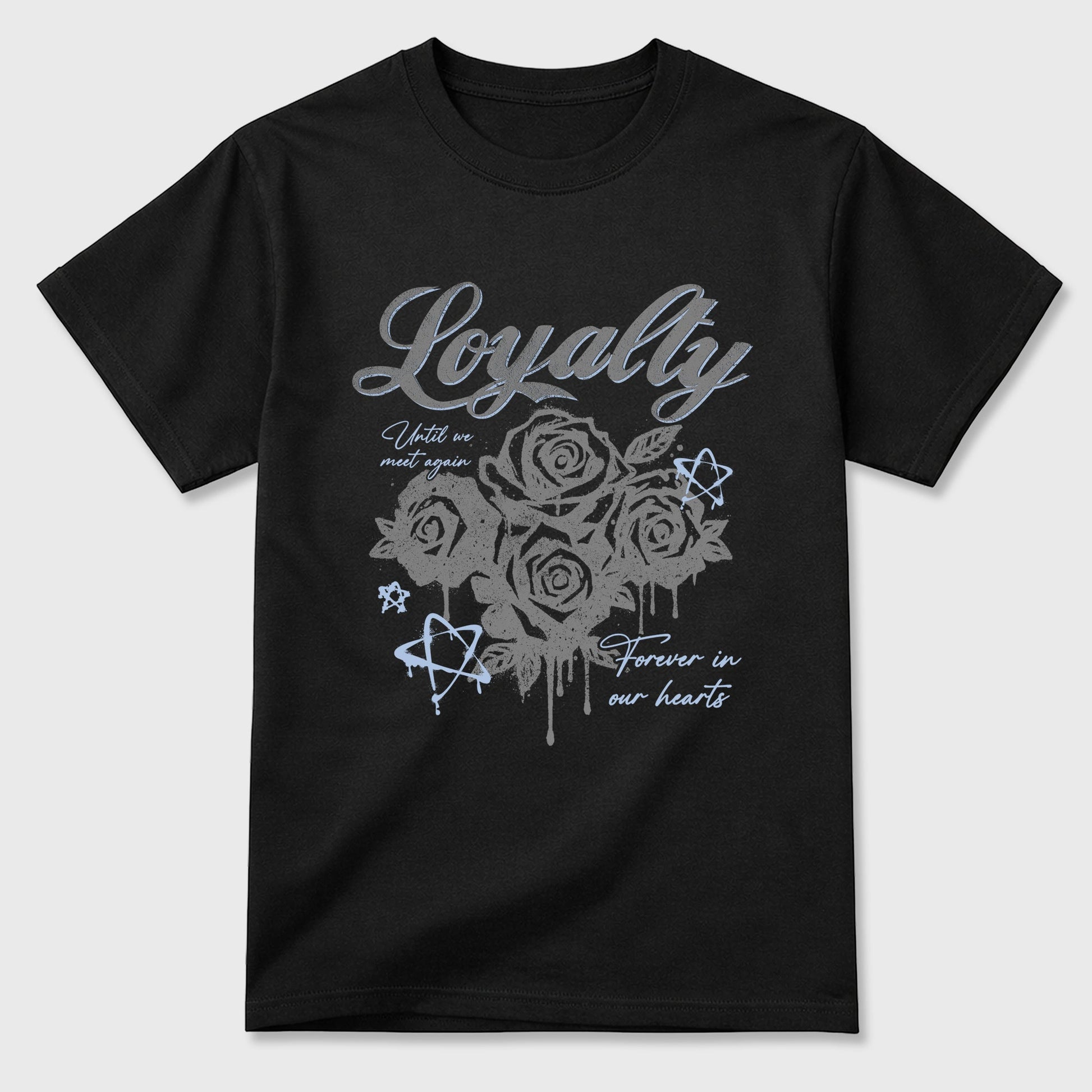 Sneaker match tees – Sneaker Tees To Match Air Jordan 5 Wolf Grey Shoes – Loyalty Tee Black 2