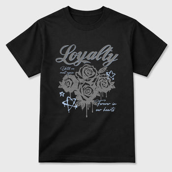 Sneaker match tees – Sneaker Tees To Match Air Jordan 5 Wolf Grey Shoes – Loyalty Tee Black 2