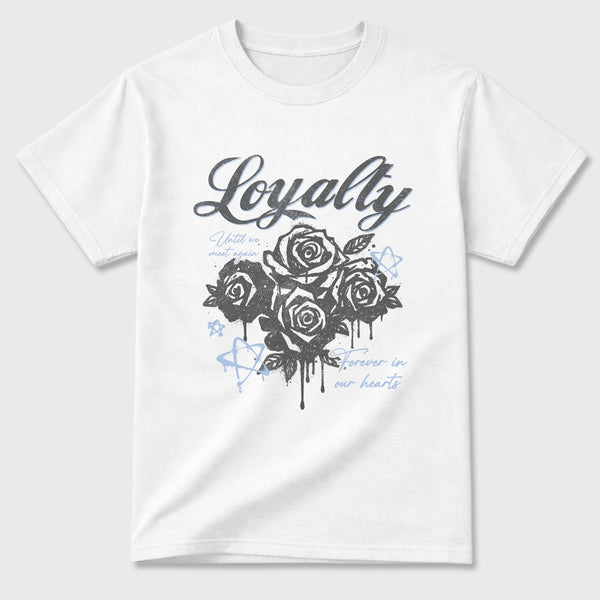 Sneaker match tees – Sneaker Tees To Match Air Jordan 5 Wolf Grey Shoes – Loyalty Tee White 2