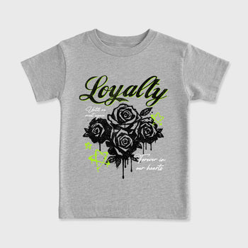 Sneaker match tees – Sneaker Tees To Match Air Max 90 Neon Yellow Shoes – Loyalty Kids T-Shirt Heather Grey 2