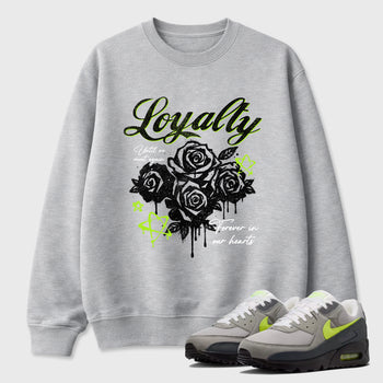 Sneaker match tees – Sneaker Tees To Match Air Max 90 Neon Yellow Shoes – Loyalty Tee Heather Grey 1