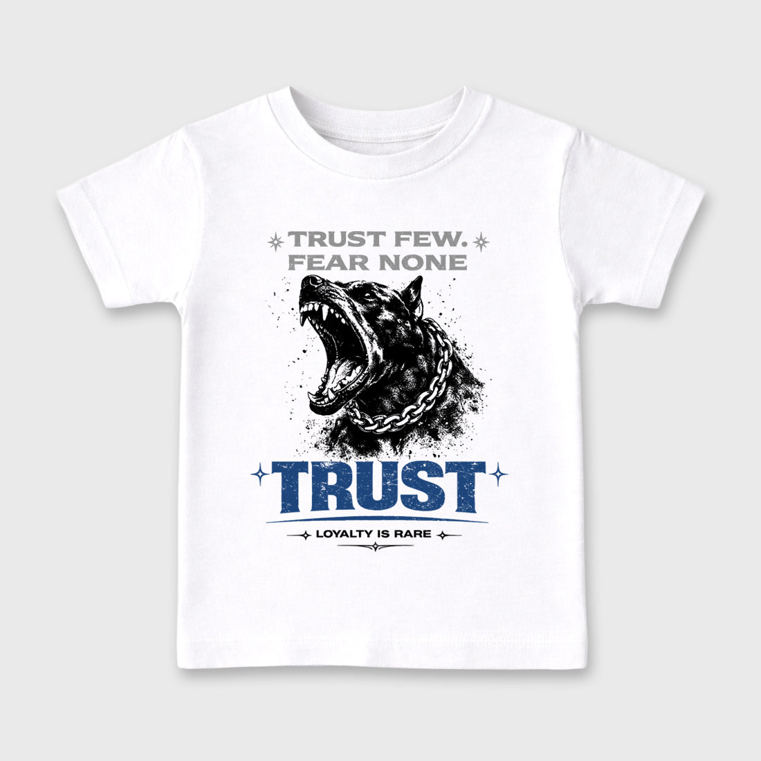 Loyalty is Rare Baby & Kids Graphic T-Shirt featuring original artwork designed to match the Air Jordan 3 True Blue. White 2 Kids Graphic Tee.