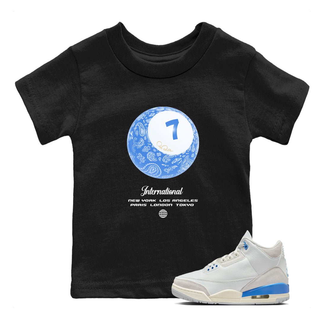 Air Jordan 3 Lucky Shorts shirts to match jordans Lucky Ball sneaker match tees Air Jordan 3 Retro Lucky Shorts match shoes to clothes SNRT Sneaker Tees Youth Baby Black 1 tee