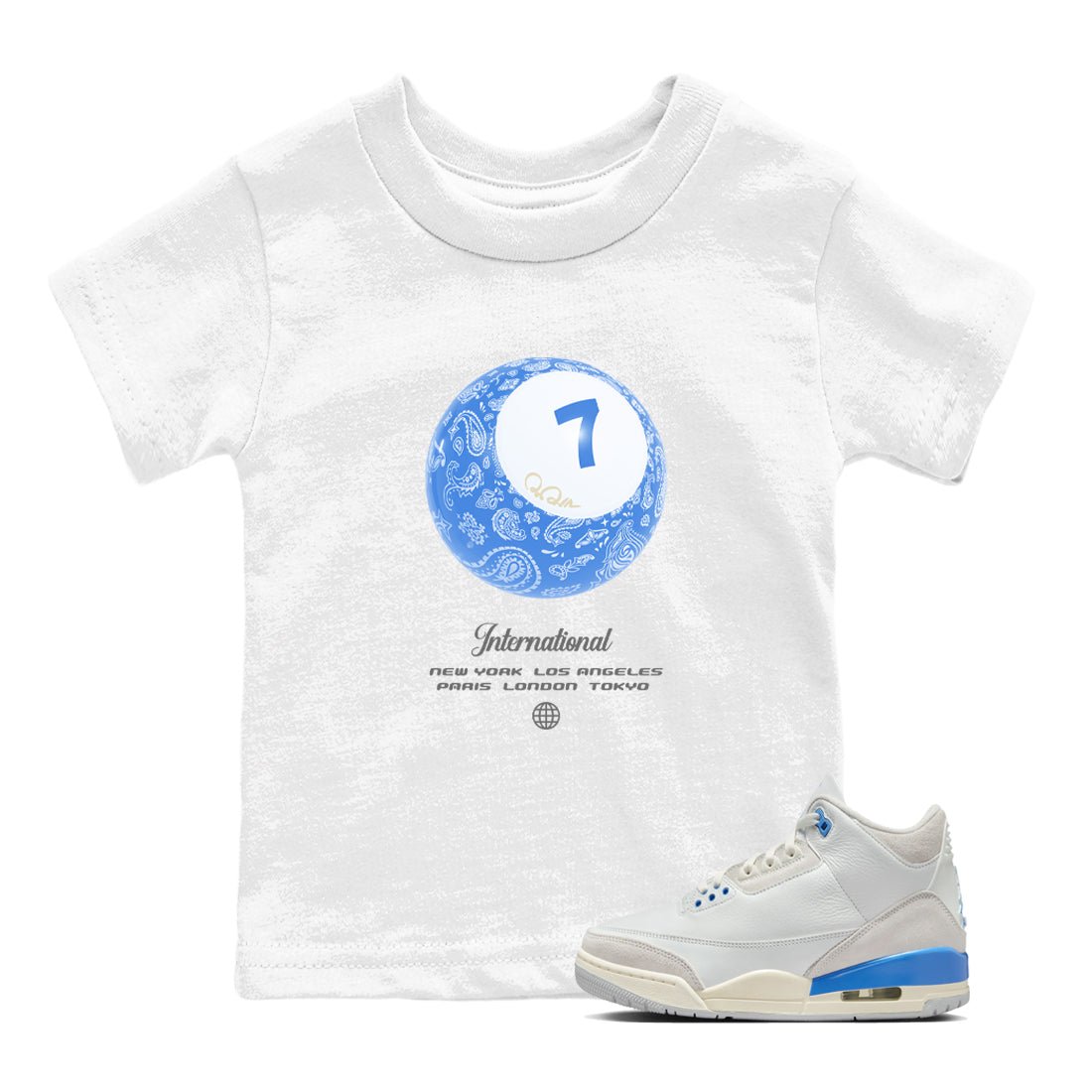 Air Jordan 3 Lucky Shorts shirts to match jordans Lucky Ball sneaker match tees Air Jordan 3 Retro Lucky Shorts match shoes to clothes SNRT Sneaker Tees Youth Baby White 1 tee
