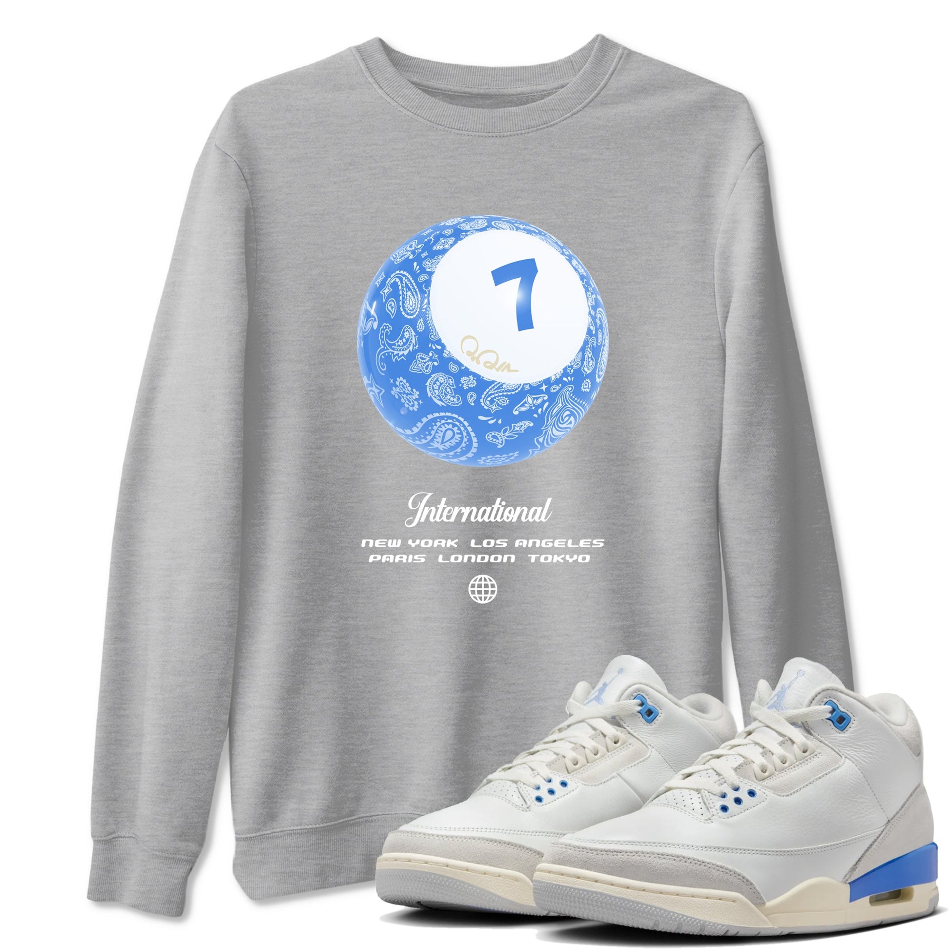 Air Jordan 3 Lucky Shorts shirts to match jordans Lucky Ball sneaker match tees Air Jordan 3 Retro Lucky Shorts match shoes to clothes SNRT Sneaker Tees unisex cotton Heather Grey 1 shirts