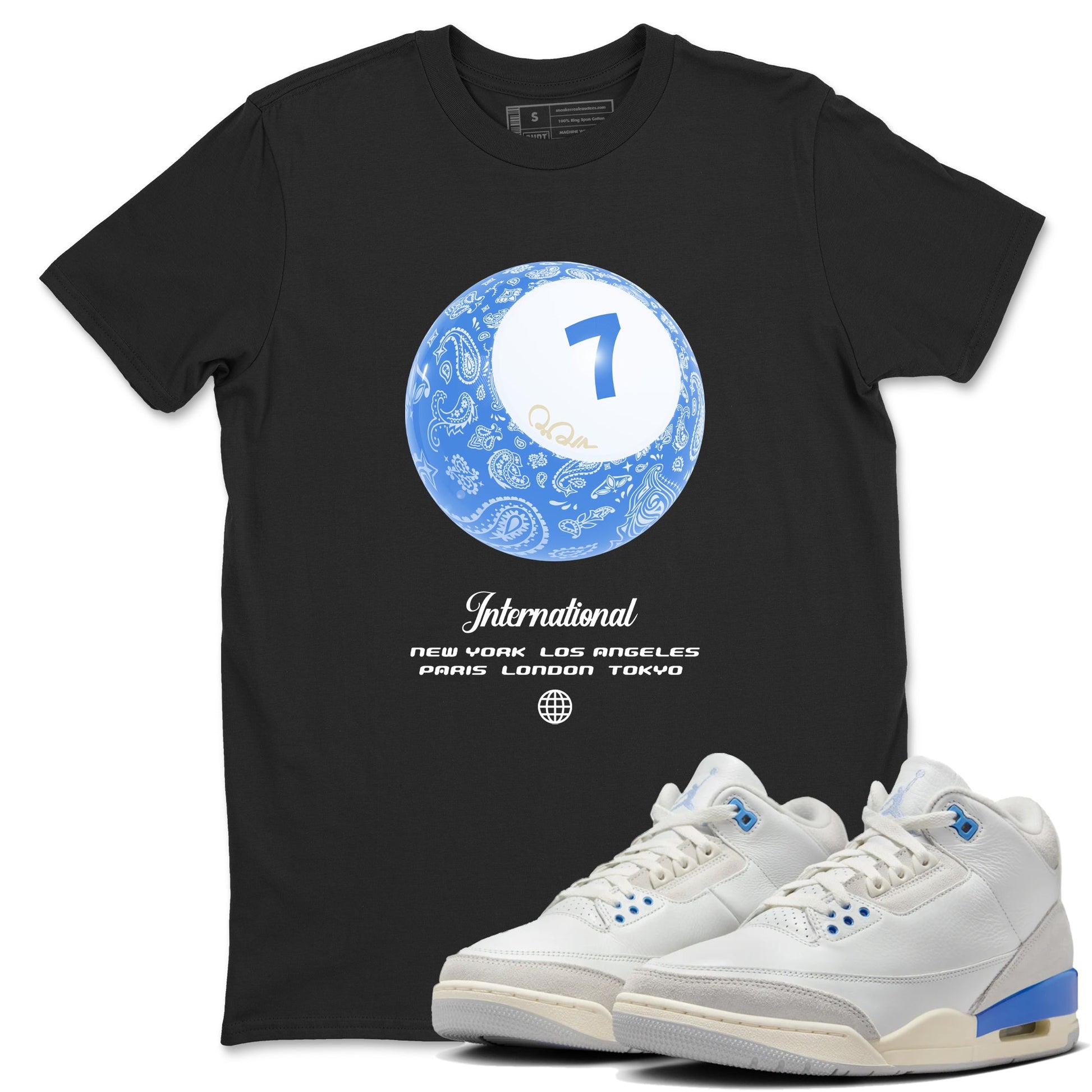 Air Jordan 3 Lucky Shorts shirts to match jordans Lucky Ball sneaker match tees Air Jordan 3 Retro Lucky Shorts match shoes to clothes SNRT Sneaker Tees unisex cotton Black 1 shirts