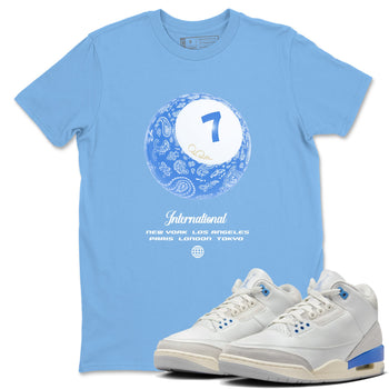 Air Jordan 3 Lucky Shorts shirts to match jordans Lucky Ball sneaker match tees Air Jordan 3 Retro Lucky Shorts match shoes to clothes SNRT Sneaker Tees unisex cotton Carolina Blue 1 shirts