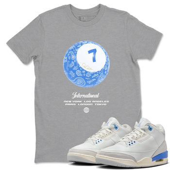 Air Jordan 3 Lucky Shorts shirts to match jordans Lucky Ball sneaker match tees Air Jordan 3 Retro Lucky Shorts match shoes to clothes SNRT Sneaker Tees unisex cotton Heather Grey 1 shirts