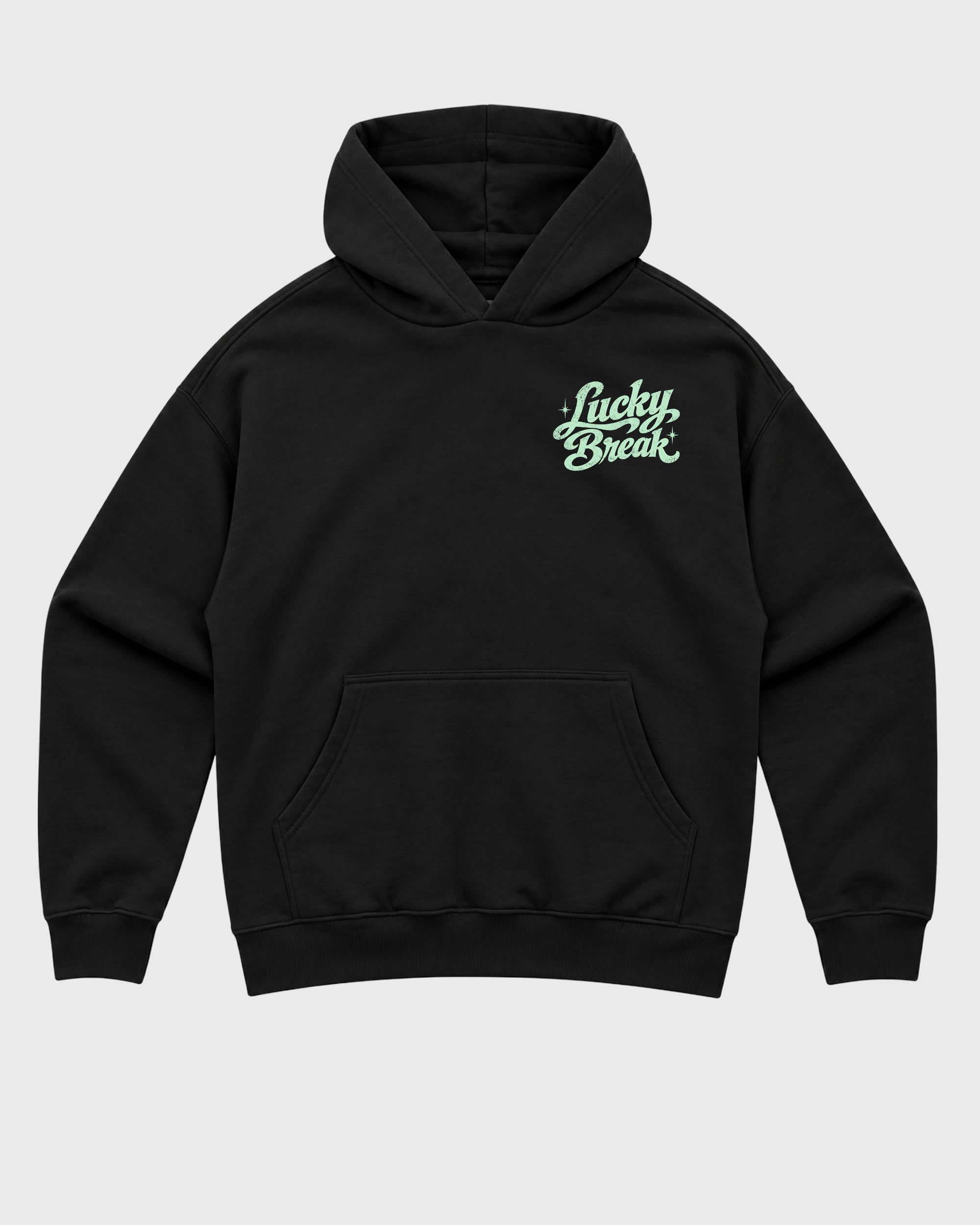 Lucky Break Black Graphic Hoodie - 3, a graphic sneaker hoodie styled around Air Jordan 5 Retro 'Halloween' sneakers for a relaxed streetwear and sneaker look.