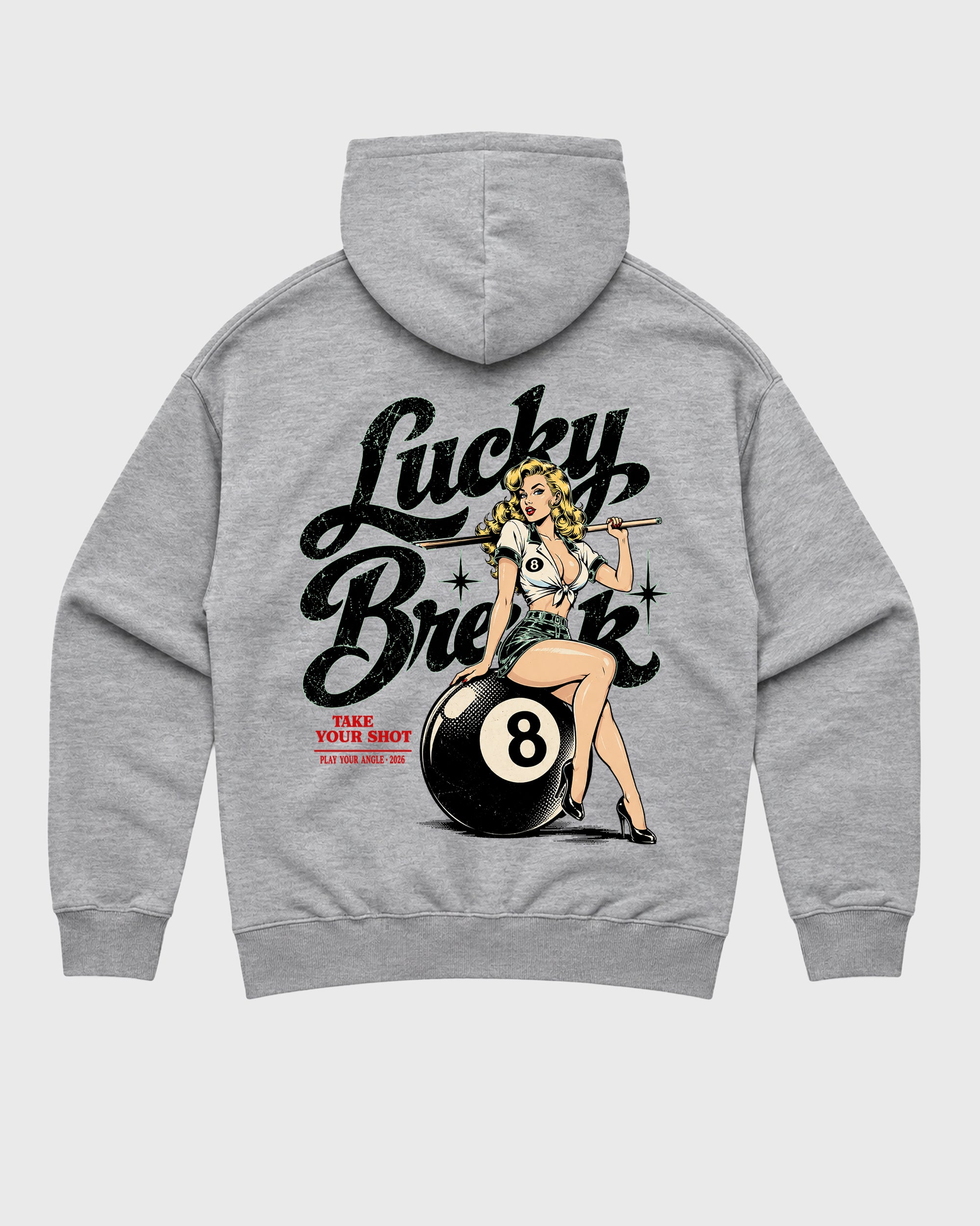Lucky Break Heather Grey Graphic Hoodie - 3, a graphic sneaker hoodie styled around Air Jordan 5 Retro 'Halloween' sneakers for a relaxed streetwear and sneaker look.