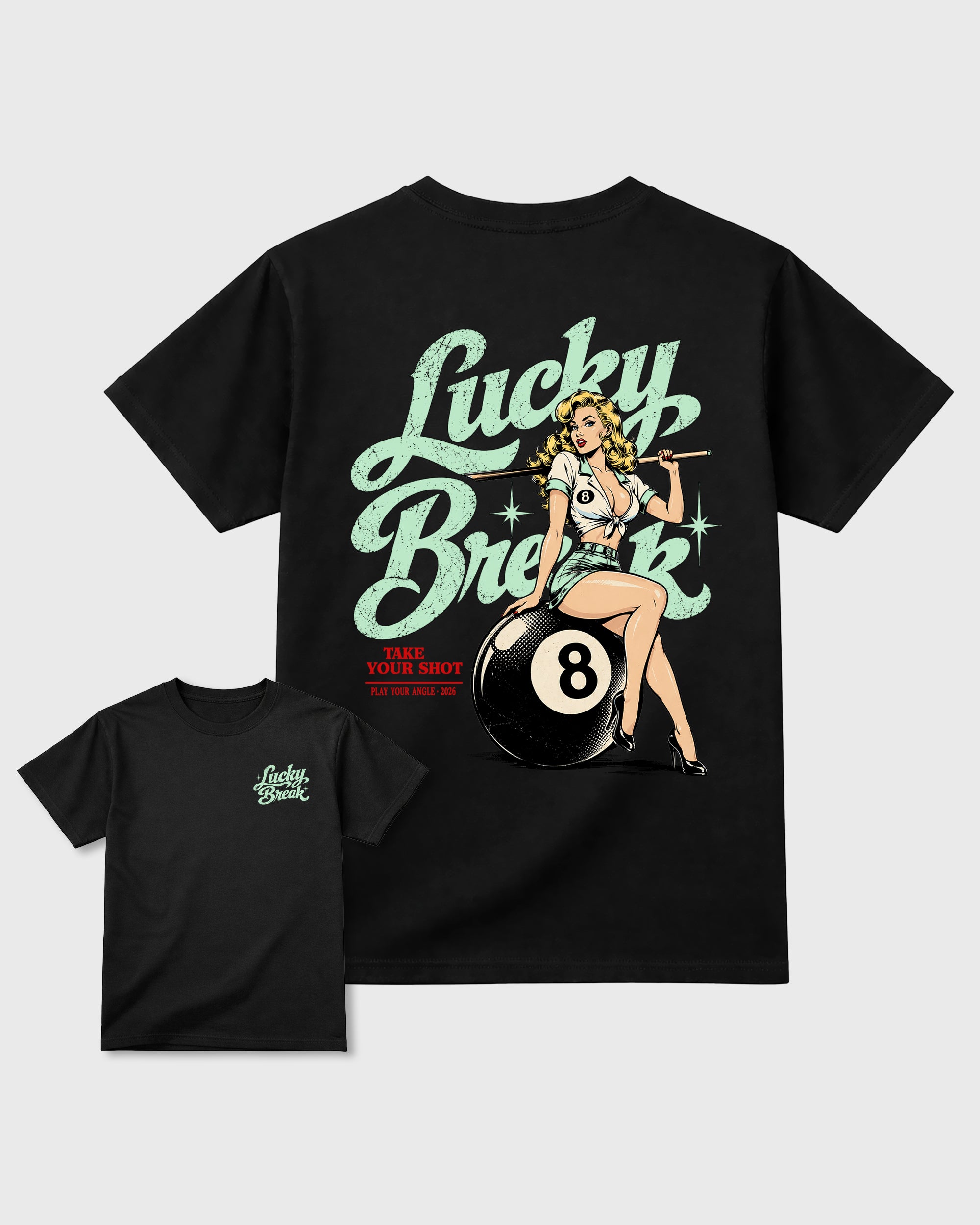 Lucky Break Black Graphic Tees - 3, sneaker matching shirt designed to pair with Air Jordan 5 Retro 'Halloween' sneakers for a coordinated streetwear outfit.