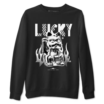 Air Jordan 4 Retro White Thunder shirts to match jordans Lucky Cat sneaker match tees Air Jordan 4 White Thunder SNRT Sneaker Release Tees unisex cotton Black 2 crew neck shirts