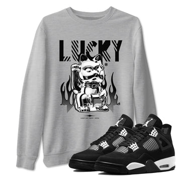 Air Jordan 4 Retro White Thunder shirts to match jordans Lucky Cat sneaker match tees Air Jordan 4 White Thunder SNRT Sneaker Release Tees unisex cotton Heather Grey 1 crew neck shirts