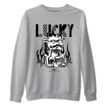 Air Jordan 4 Retro White Thunder shirts to match jordans Lucky Cat sneaker match tees Air Jordan 4 White Thunder SNRT Sneaker Release Tees unisex cotton Heather Grey 2 crew neck shirts