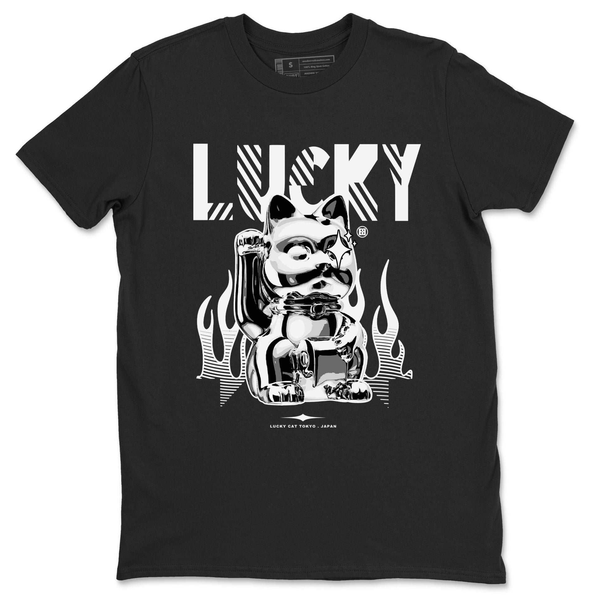 Air Jordan 4 Retro White Thunder shirts to match jordans Lucky Cat sneaker match tees Air Jordan 4 White Thunder SNRT Sneaker Release Tees unisex cotton Black 2 crew neck shirts