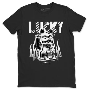 Air Jordan 4 Retro White Thunder shirts to match jordans Lucky Cat sneaker match tees Air Jordan 4 White Thunder SNRT Sneaker Release Tees unisex cotton Black 2 crew neck shirts