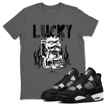 Air Jordan 4 Retro White Thunder shirts to match jordans Lucky Cat sneaker match tees Air Jordan 4 White Thunder SNRT Sneaker Release Tees unisex cotton Cool Grey 1 crew neck shirts