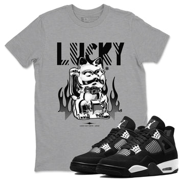 Air Jordan 4 Retro White Thunder shirts to match jordans Lucky Cat sneaker match tees Air Jordan 4 White Thunder SNRT Sneaker Release Tees unisex cotton Heather Grey 1 crew neck shirts
