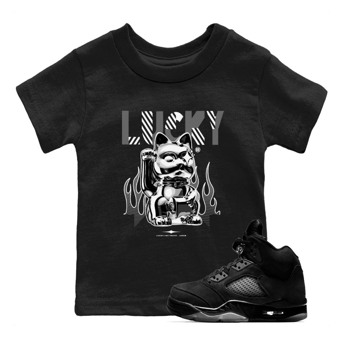 Air Jordan 5 Black Cat shirts to match jordans Lucky Cat sneaker match tees Air Jordan 5 Retro Black Cat SNRT Sneaker Release Tees Youth Baby Black 1 crew neck shirts