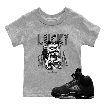 Air Jordan 5 Black Cat shirts to match jordans Lucky Cat sneaker match tees Air Jordan 5 Retro Black Cat SNRT Sneaker Release Tees Youth Baby Heather Grey 1 crew neck shirts