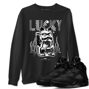 Air Jordan 5 Black Cat shirts to match jordans Lucky Cat sneaker match tees Air Jordan 5 Retro Black Cat SNRT Sneaker Release Tees unisex cotton Black 1 crew neck shirts