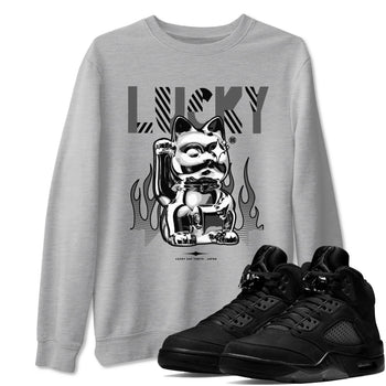 Air Jordan 5 Black Cat shirts to match jordans Lucky Cat sneaker match tees Air Jordan 5 Retro Black Cat SNRT Sneaker Release Tees unisex cotton Heather Grey 1 crew neck shirts