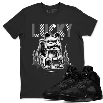 Air Jordan 5 Black Cat shirts to match jordans Lucky Cat sneaker match tees Air Jordan 5 Retro Black Cat SNRT Sneaker Release Tees unisex cotton Black 1 crew neck shirts