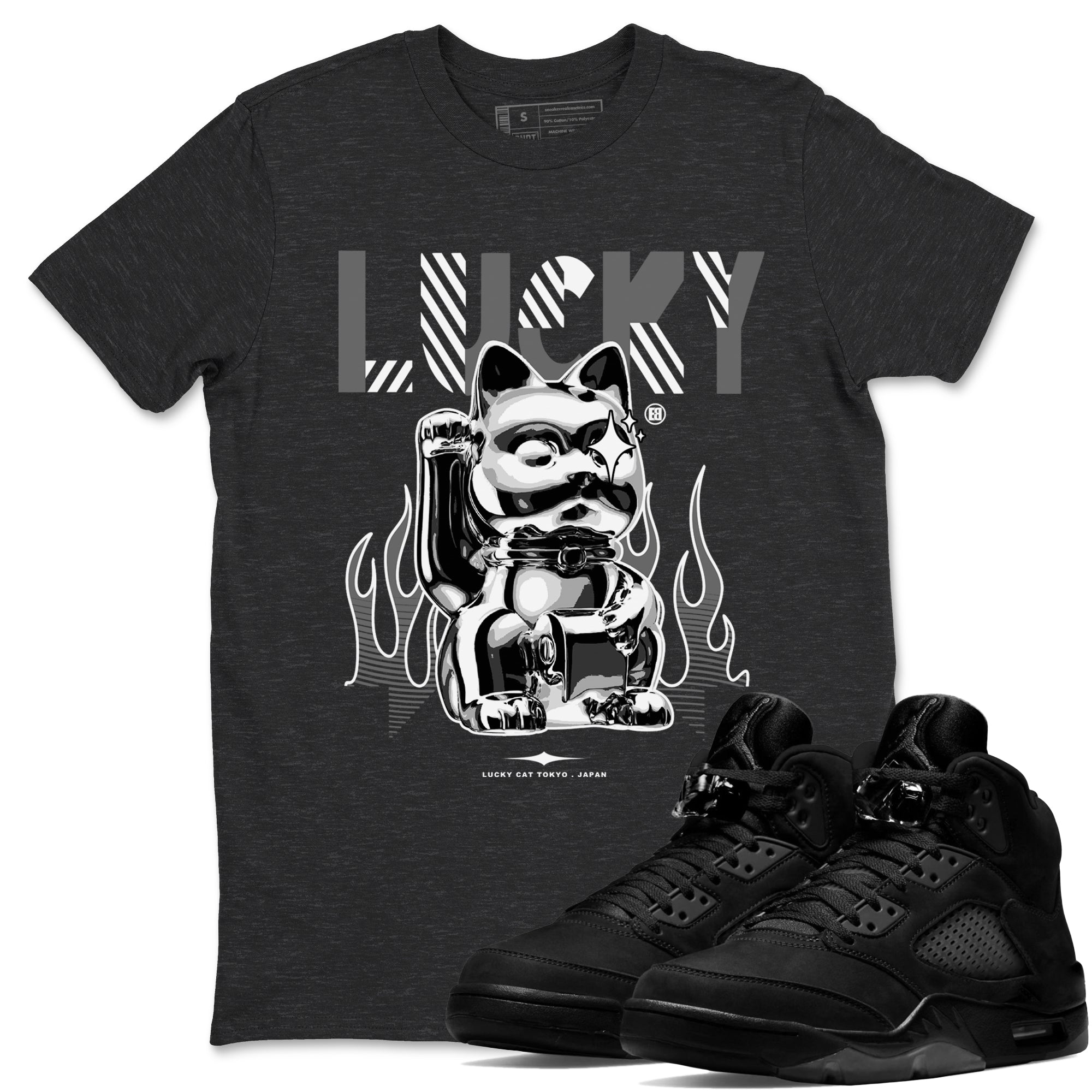 Air Jordan 5 Black Cat shirts to match jordans Lucky Cat sneaker match tees Air Jordan 5 Retro Black Cat SNRT Sneaker Release Tees unisex cotton Charcoal Heather 1 crew neck shirts