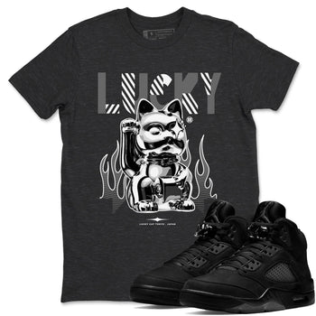 Air Jordan 5 Black Cat shirts to match jordans Lucky Cat sneaker match tees Air Jordan 5 Retro Black Cat SNRT Sneaker Release Tees unisex cotton Charcoal Heather 1 crew neck shirts