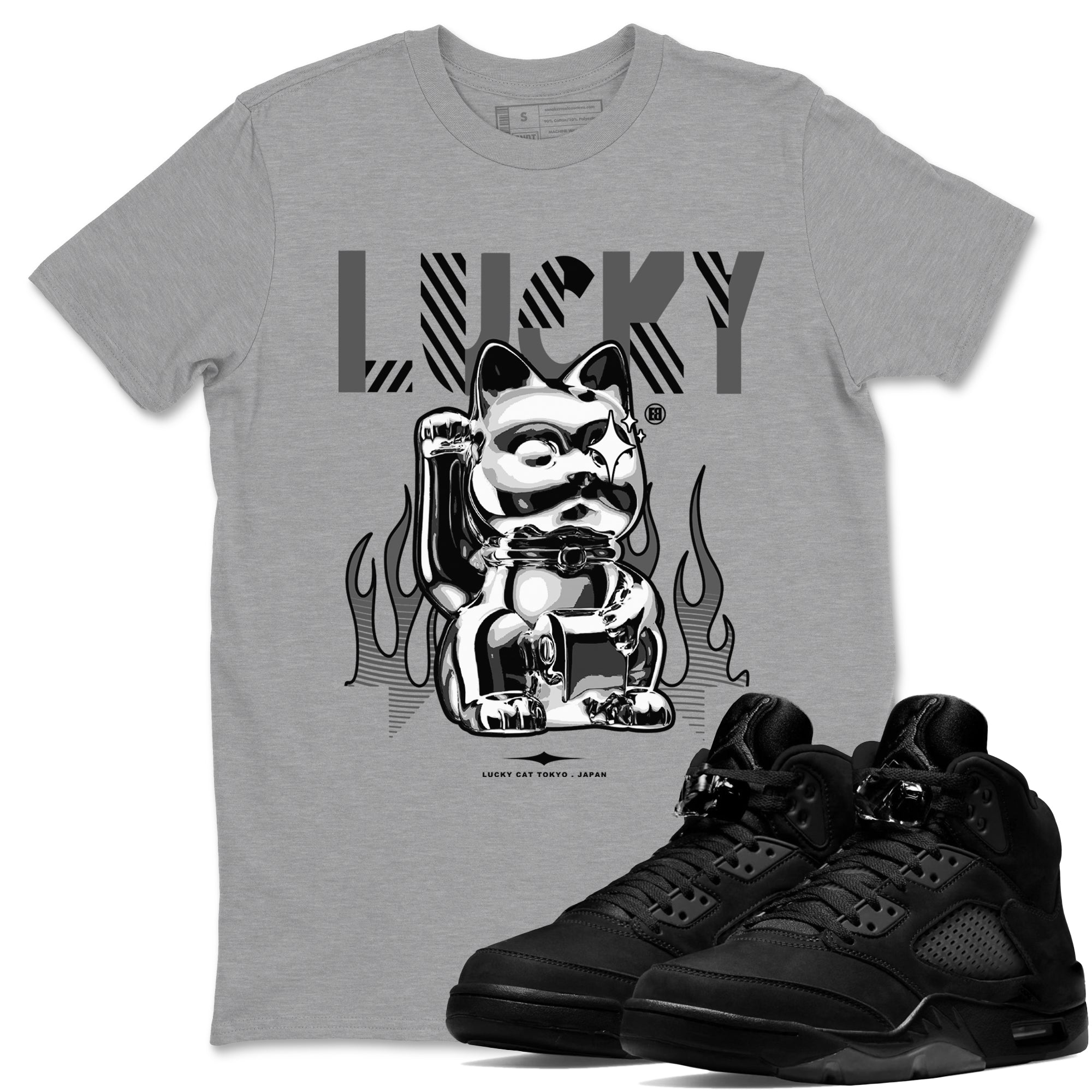 Air Jordan 5 Black Cat shirts to match jordans Lucky Cat sneaker match tees Air Jordan 5 Retro Black Cat SNRT Sneaker Release Tees unisex cotton Heather Grey 1 crew neck shirts