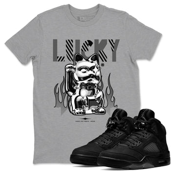Air Jordan 5 Black Cat shirts to match jordans Lucky Cat sneaker match tees Air Jordan 5 Retro Black Cat SNRT Sneaker Release Tees unisex cotton Heather Grey 1 crew neck shirts
