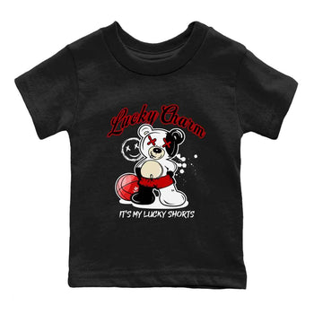 1s Black Toe Reimagined shirts to match jordans Lucky Charm best t shirts to wear with jordans AJ1 High OG Black Toe Reimagined match shoes to clothes SNRT Sneaker Tees Youth Baby Black 2 tee