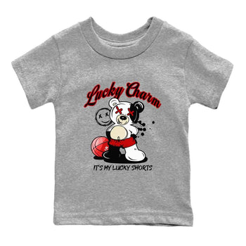 1s Black Toe Reimagined shirts to match jordans Lucky Charm best t shirts to wear with jordans AJ1 High OG Black Toe Reimagined match shoes to clothes SNRT Sneaker Tees Youth Baby Heather Grey 2 tee