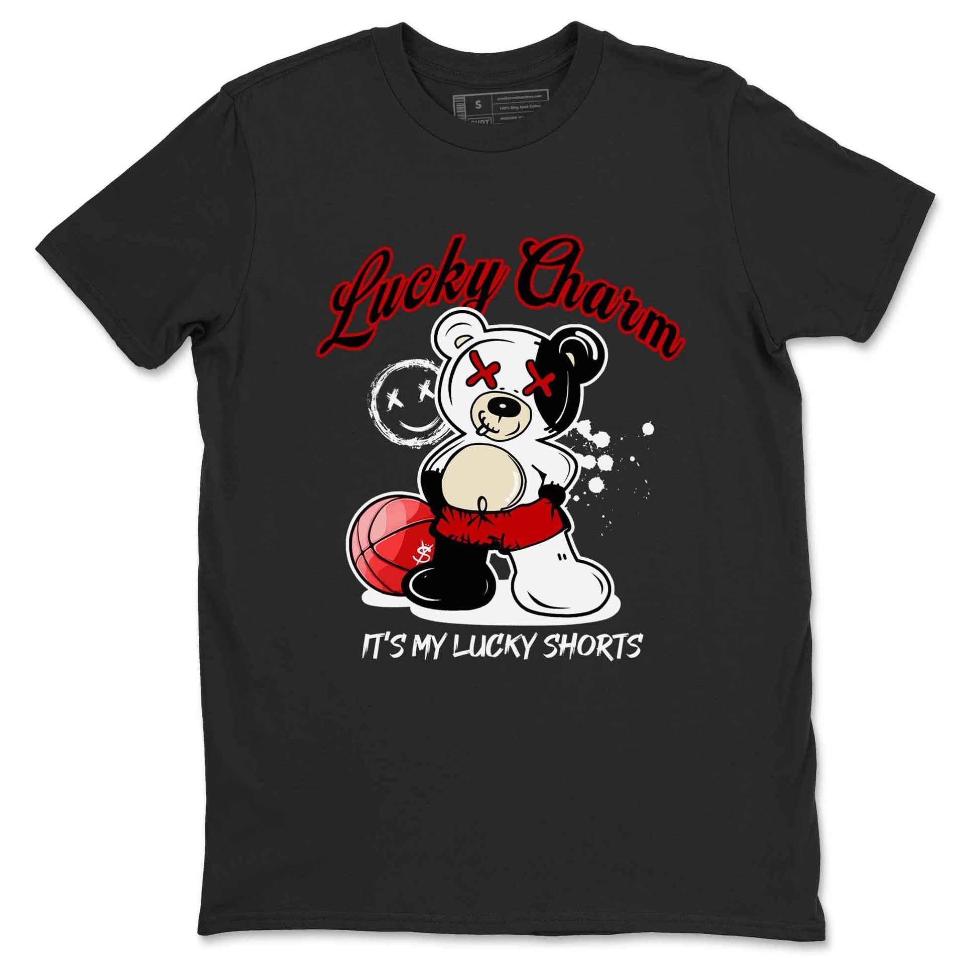 1s Black Toe Reimagined shirts to match jordans Lucky Charm best t shirts to wear with jordans AJ1 High OG Black Toe Reimagined match shoes to clothes SNRT Sneaker Tees unisex cotton Black 2 shirts