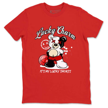1s Black Toe Reimagined shirts to match jordans Lucky Charm best t shirts to wear with jordans AJ1 High OG Black Toe Reimagined match shoes to clothes SNRT Sneaker Tees unisex cotton Red 2 shirts