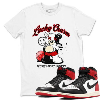 1s Black Toe Reimagined shirts to match jordans Lucky Charm best t shirts to wear with jordans AJ1 High OG Black Toe Reimagined match shoes to clothes SNRT Sneaker Tees unisex cotton White 1 shirts