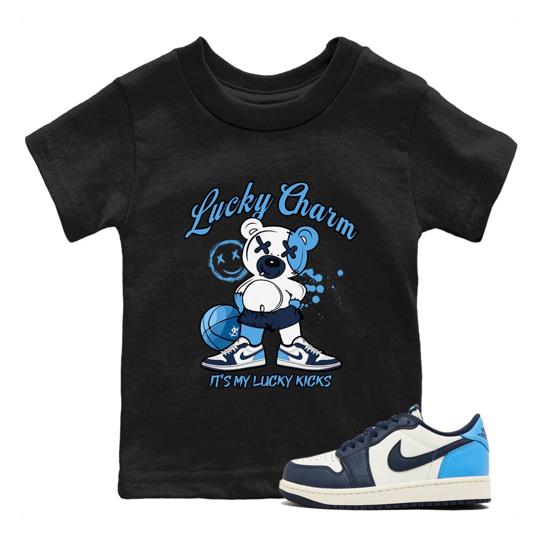 1s Obsidian shirts to match jordans Lucky Charm shirts to match Jordans AJ1 Retro Low OG Obsidian match shoes to clothes SNRT Sneaker Tees Youth Baby Black 1 tee
