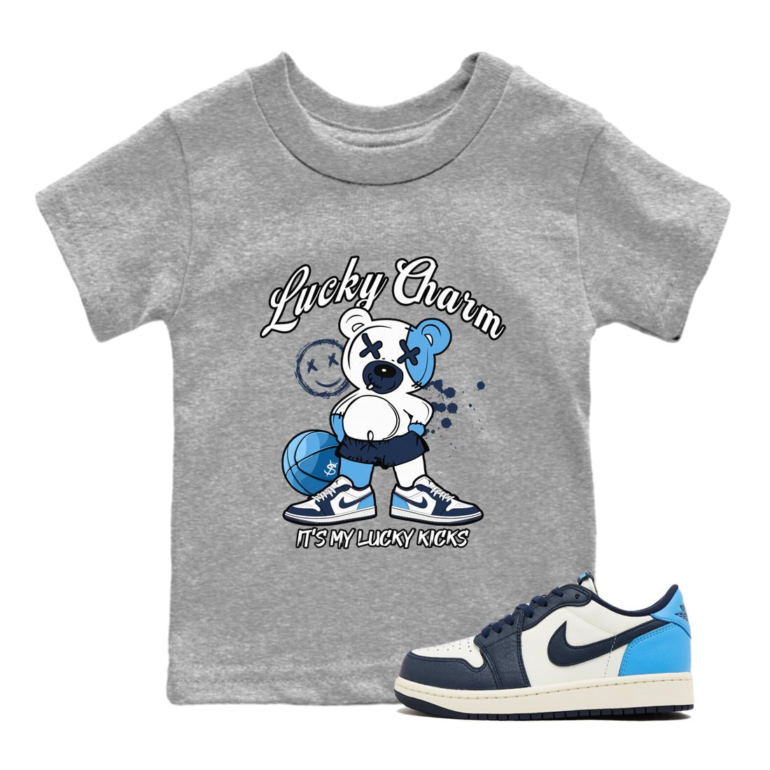 1s Obsidian shirts to match jordans Lucky Charm shirts to match Jordans AJ1 Retro Low OG Obsidian match shoes to clothes SNRT Sneaker Tees Youth Baby Heather Grey 1 tee