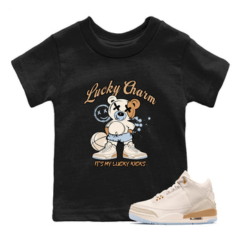 Sneaker match tees – Sneaker Tees To Match Air Jordan 3 Champagne and Oysters Shoes – Lucky Charm Kids T-Shirt Black 1