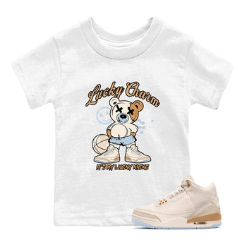 Sneaker match tees – Sneaker Tees To Match Air Jordan 3 Champagne and Oysters Shoes – Lucky Charm Kids T-Shirt White 1