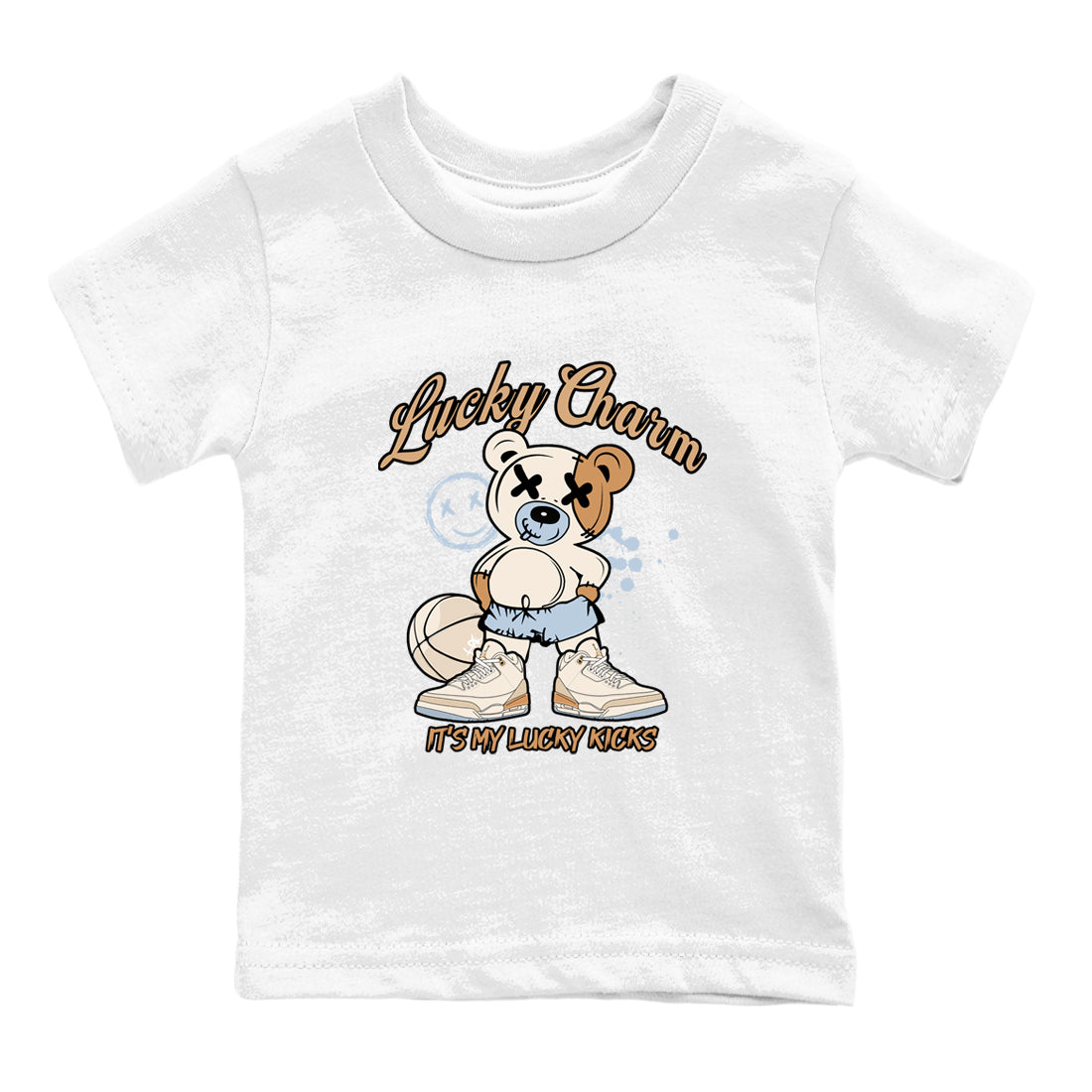 Sneaker match tees – Sneaker Tees To Match Air Jordan 3 Champagne and Oysters Shoes – Lucky Charm Kids T-Shirt White 2