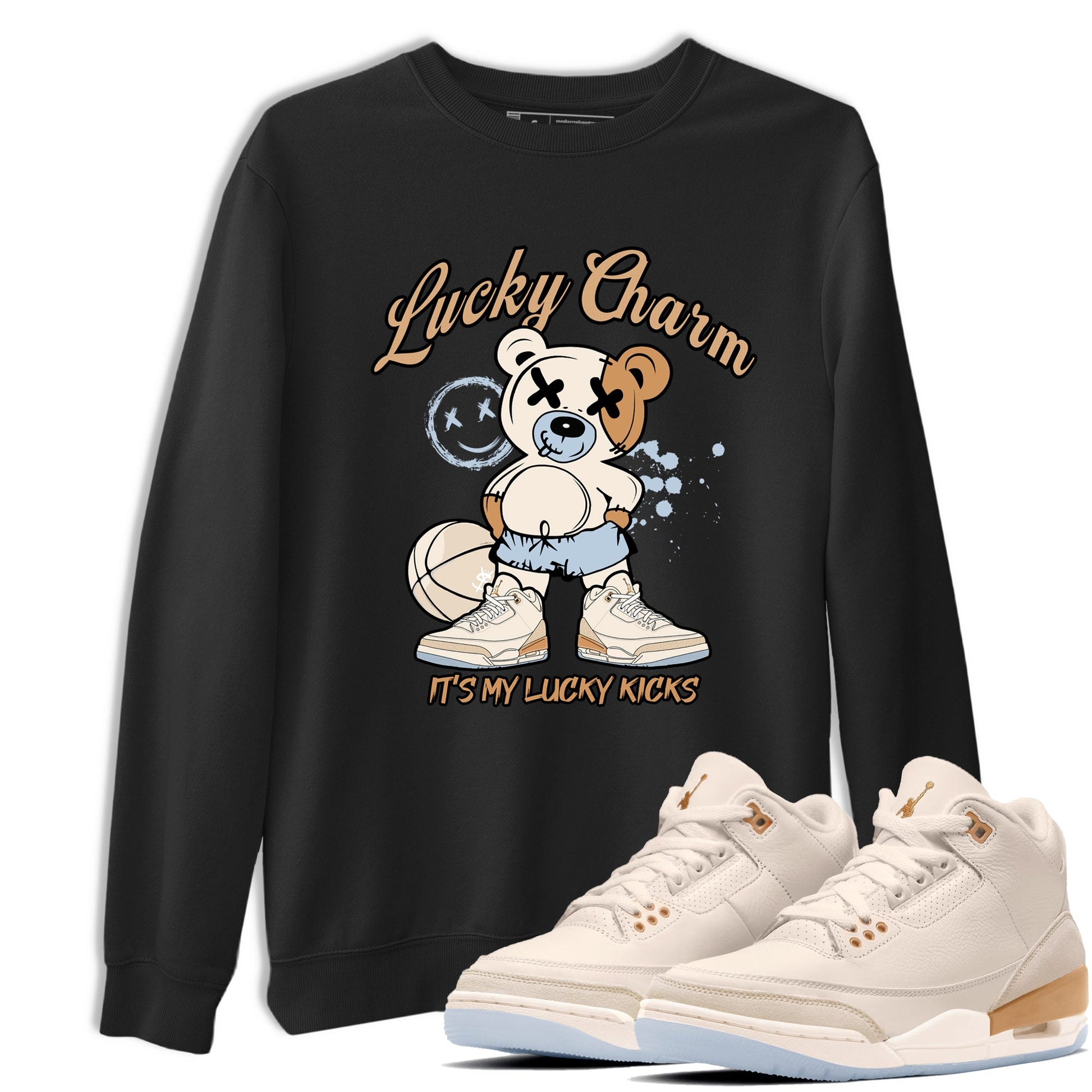 Sneaker match tees – Sneaker Tees To Match Air Jordan 3 Champagne and Oysters Shoes – Lucky Charm Tee Black 1