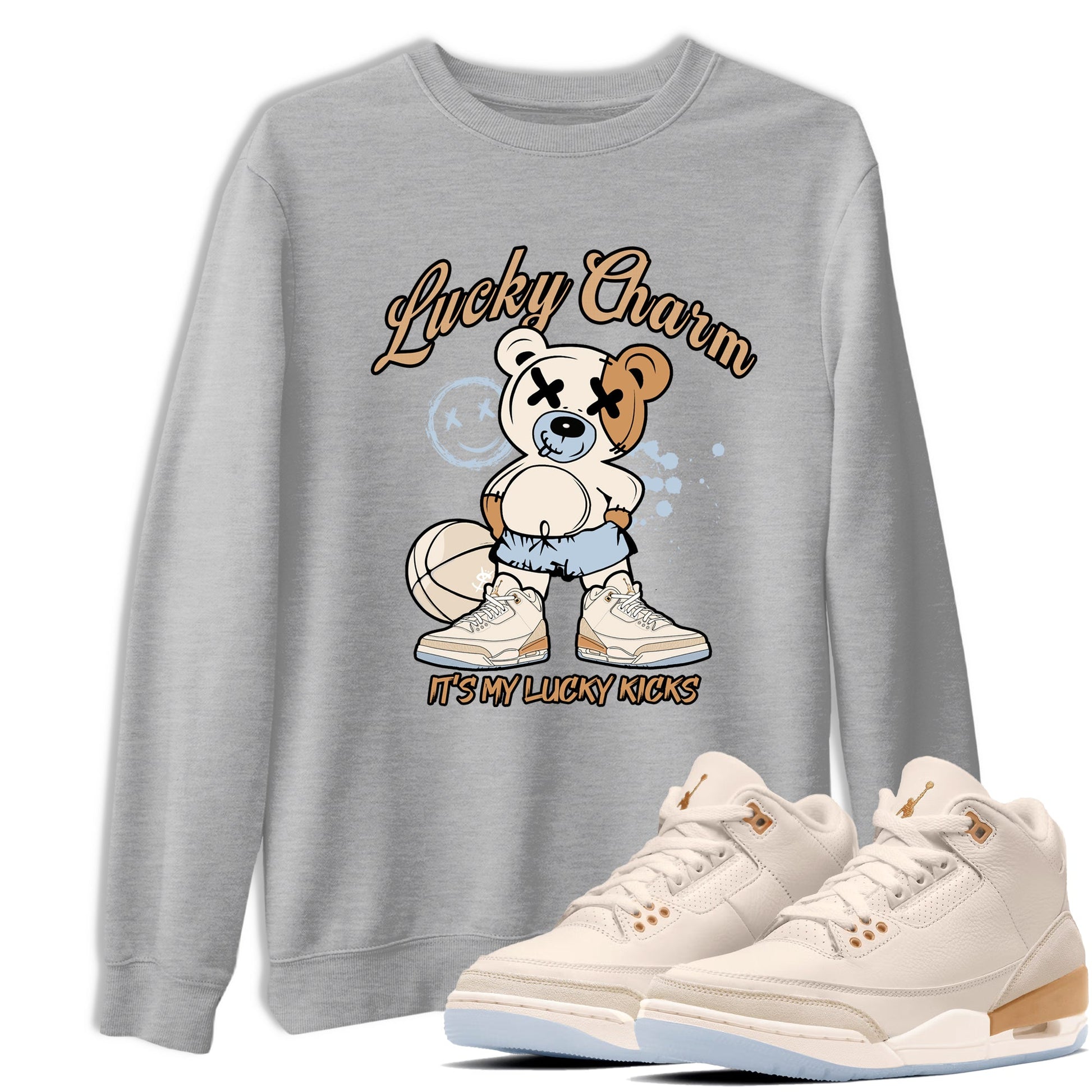 Sneaker match tees – Sneaker Tees To Match Air Jordan 3 Champagne and Oysters Shoes – Lucky Charm Tee Heather Grey 1