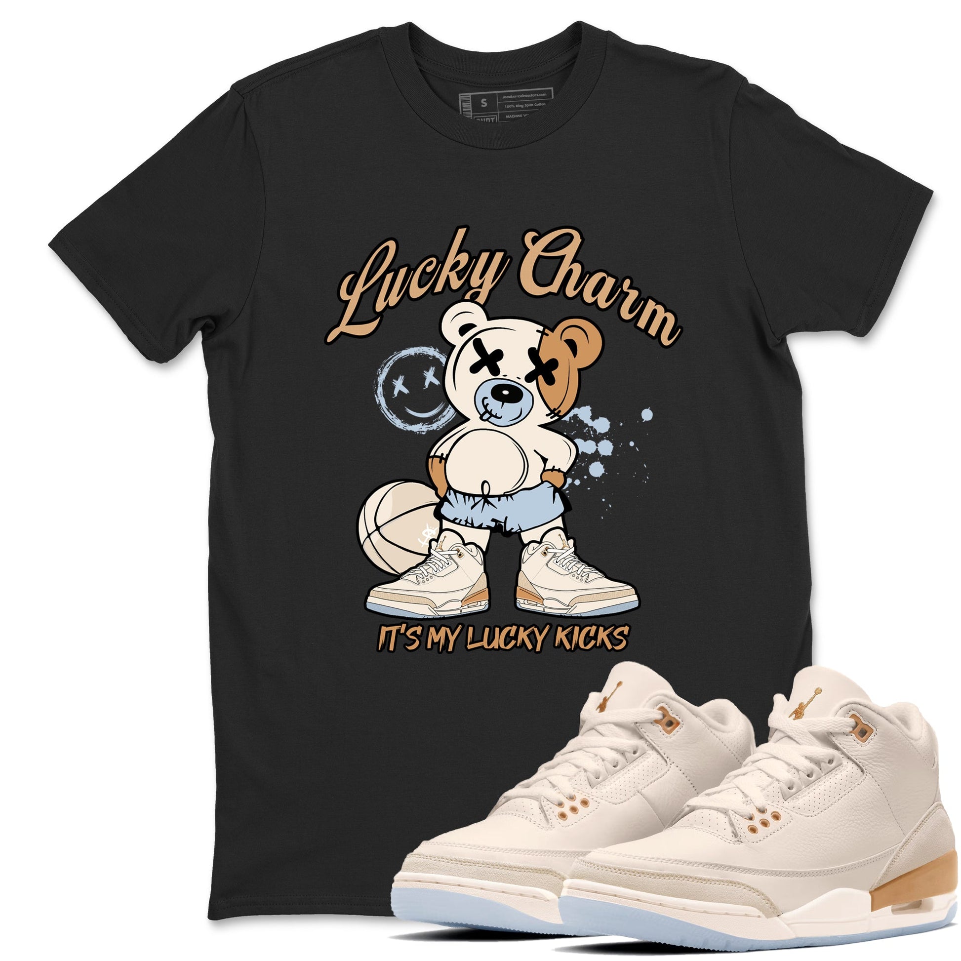 Sneaker match tees – Sneaker Tees To Match Air Jordan 3 Champagne and Oysters Shoes – Lucky Charm Tee Black 1