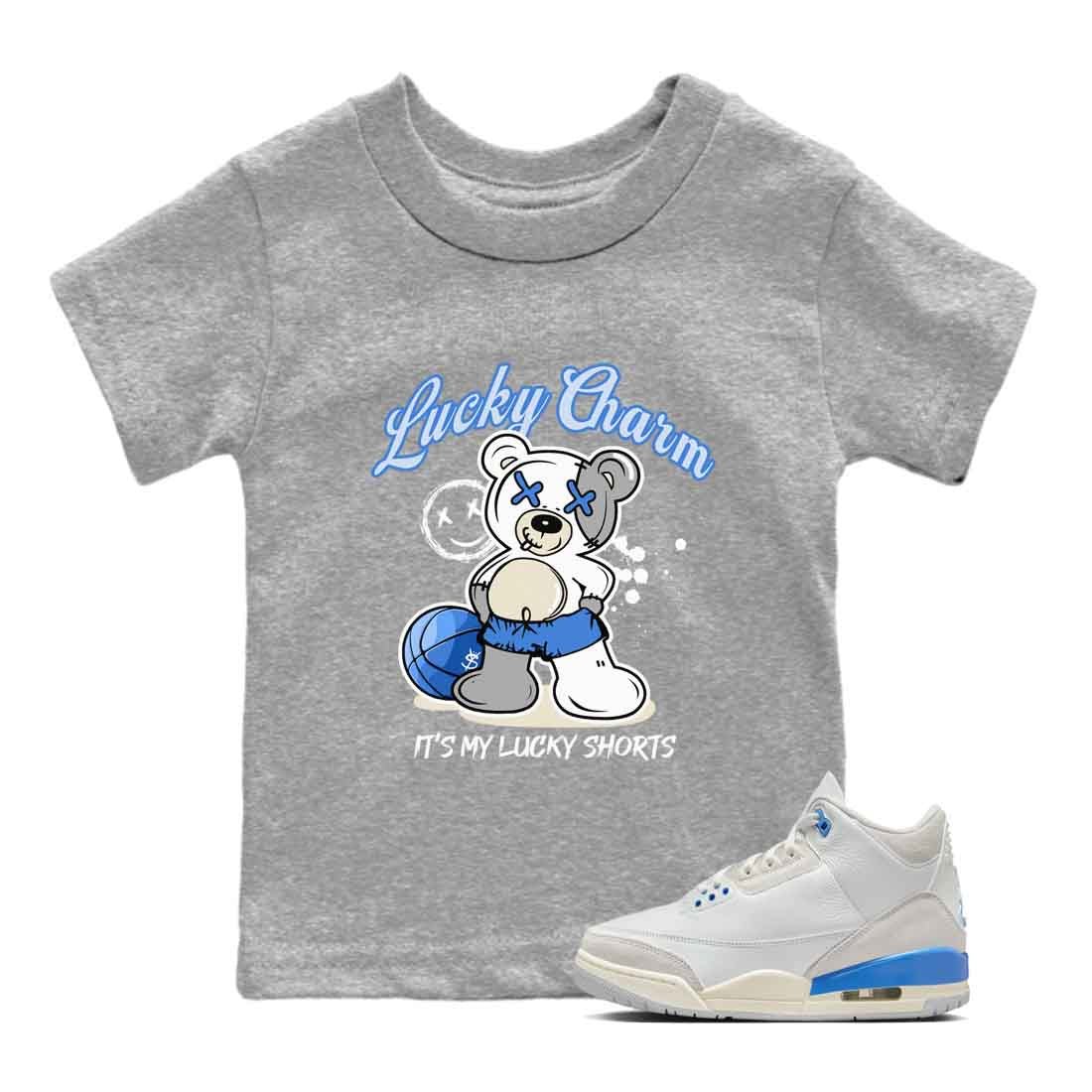 3s Lucky Shorts shirts to match jordans Lucky Charm best t shirts to wear with jordans Air Jordan 3 Lucky Shorts match shoes to clothes SNRT Sneaker Tees Youth Baby Heather Grey 1 tee