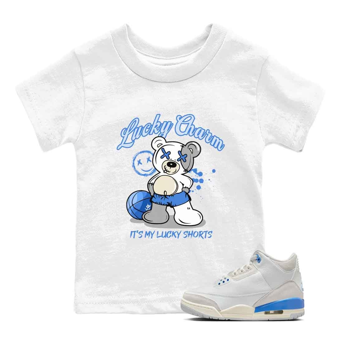3s Lucky Shorts shirts to match jordans Lucky Charm best t shirts to wear with jordans Air Jordan 3 Lucky Shorts match shoes to clothes SNRT Sneaker Tees Youth Baby White 1 tee