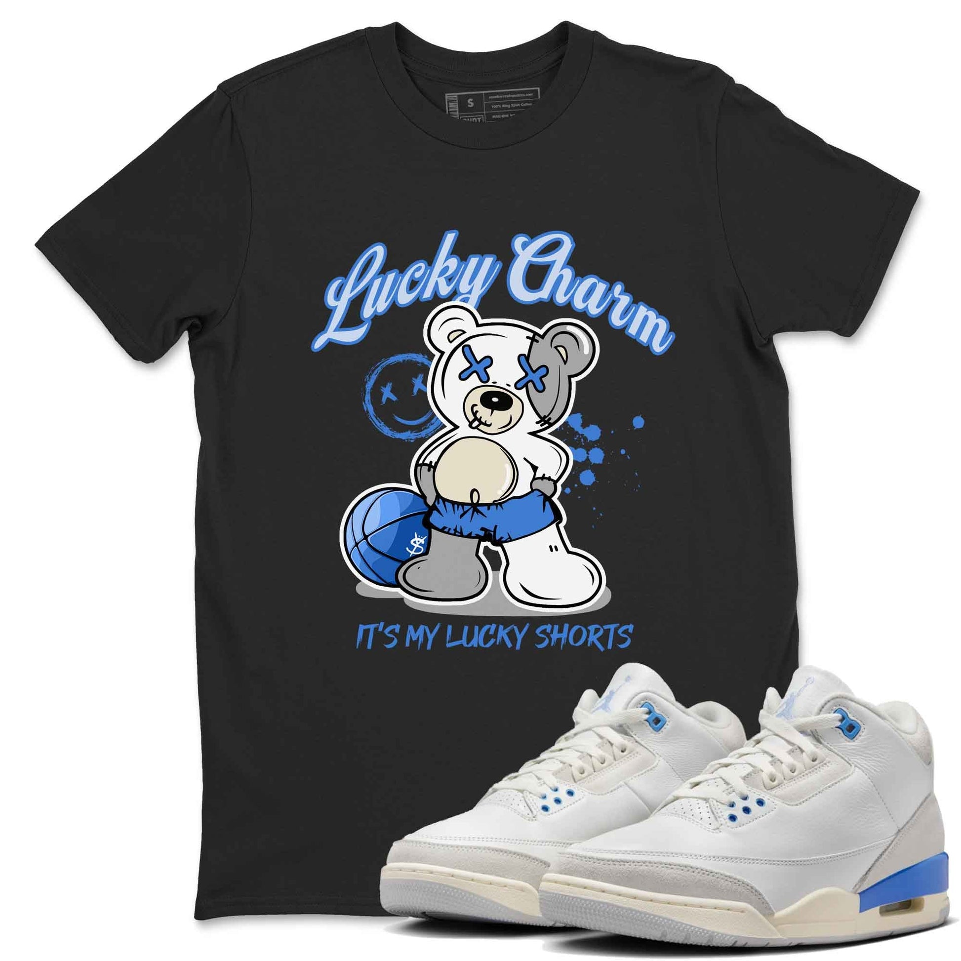 3s Lucky Shorts shirts to match jordans Lucky Charm best t shirts to wear with jordans Air Jordan 3 Lucky Shorts match shoes to clothes SNRT Sneaker Tees unisex cotton Black 1 shirts