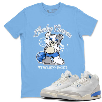 3s Lucky Shorts shirts to match jordans Lucky Charm best t shirts to wear with jordans Air Jordan 3 Lucky Shorts match shoes to clothes SNRT Sneaker Tees unisex cotton Carolina Blue 1 shirts