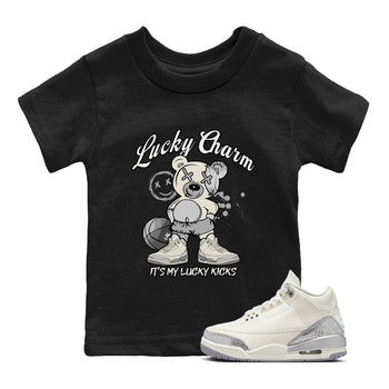 3s Sail and Cement Grey shirts to match jordans Lucky Charm sneaker match tees Air Jordan 3 Retro Sail and Cement Grey match shoes to clothes SNRT Sneaker Tees Youth Baby Black 1 tee